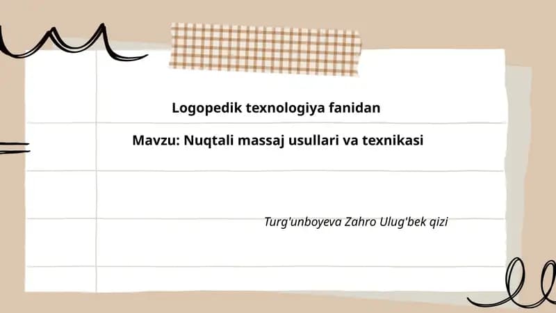Nuqtali massaj usullari va texnikasi