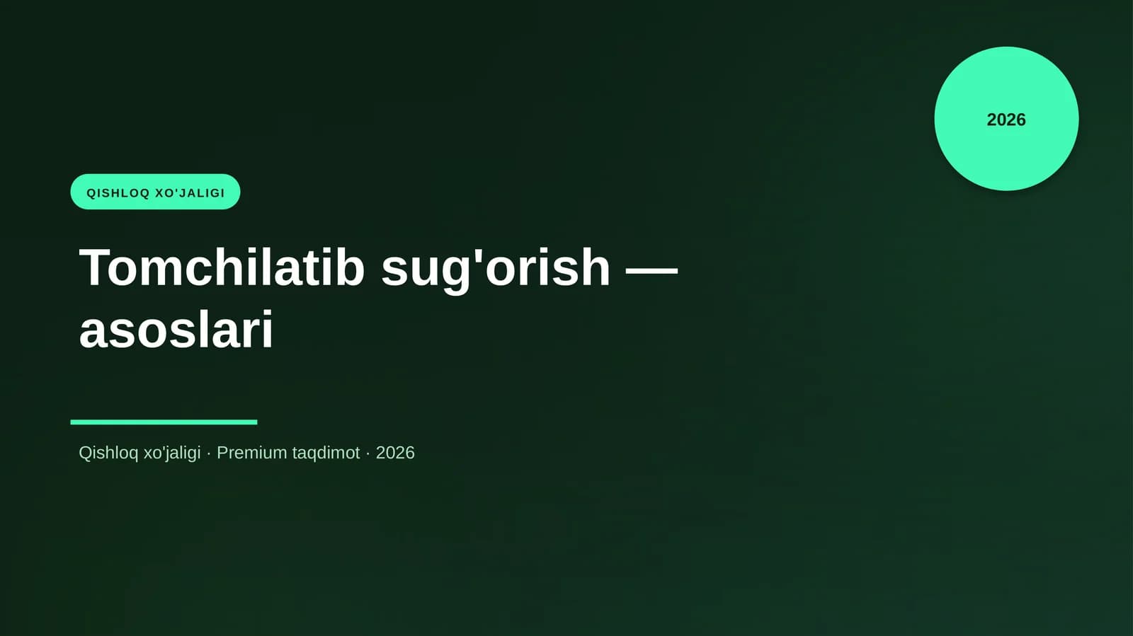 Tomchilatib sug'orish — asoslari
