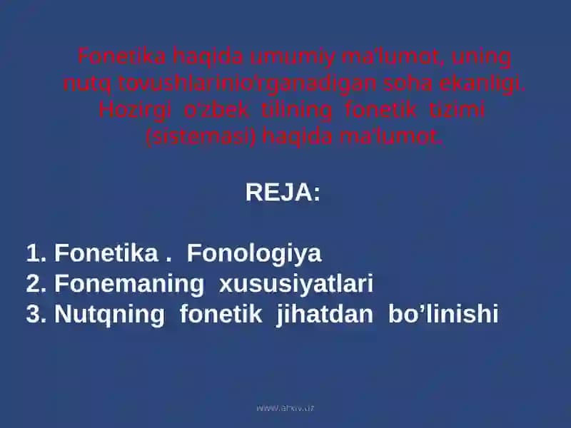 Fonetika.Fonologiya