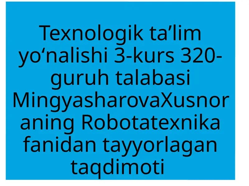 Robotlarning boshqarish tizimlari