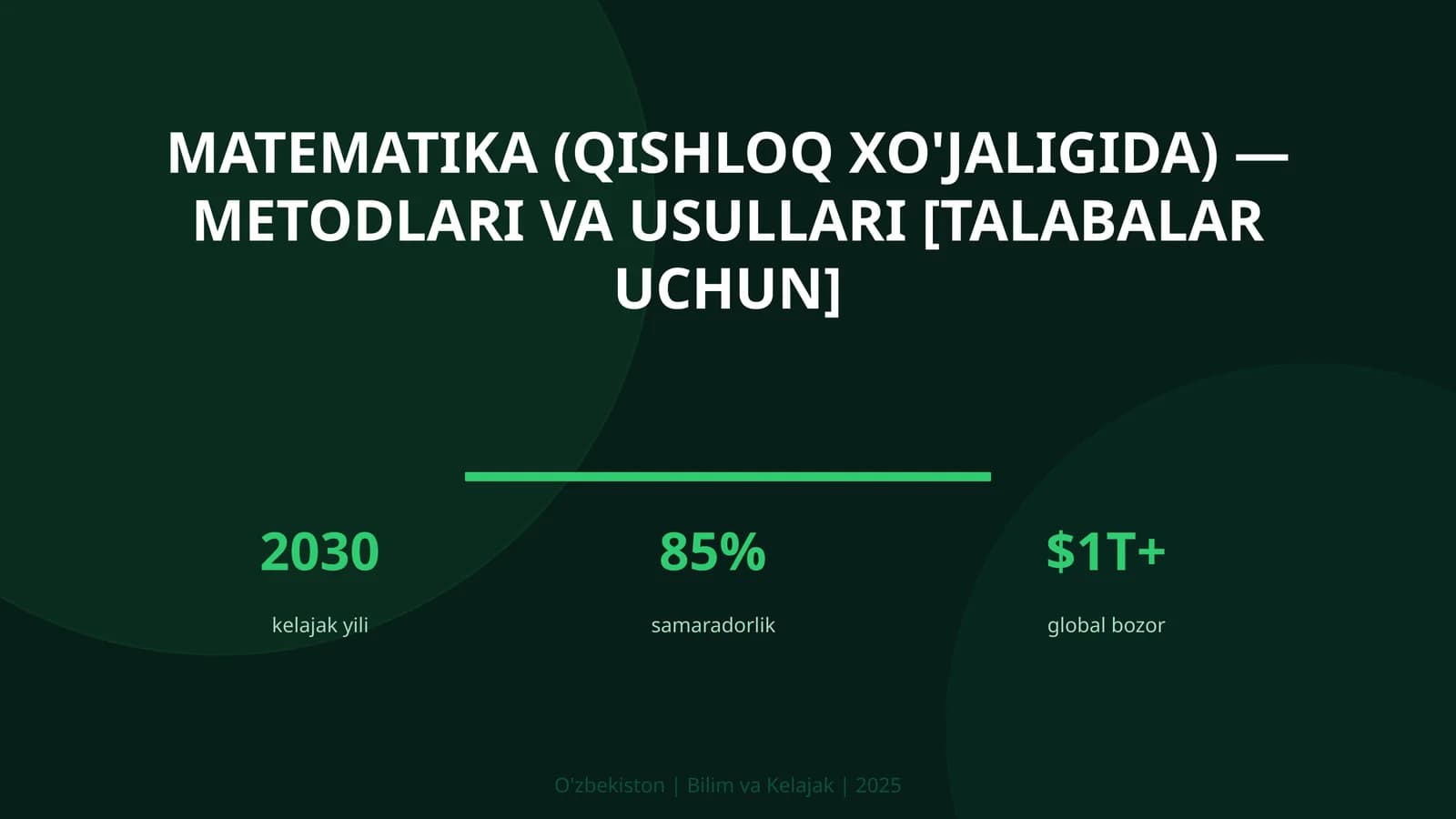 Matematika (qishloq xo'jaligida) — metodlari va usullari [talabalar uchun]