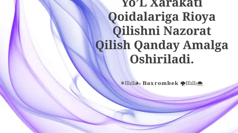 Yo’L Xarakati Qoidalariga Rioya Qilishni Nazorat Qilish