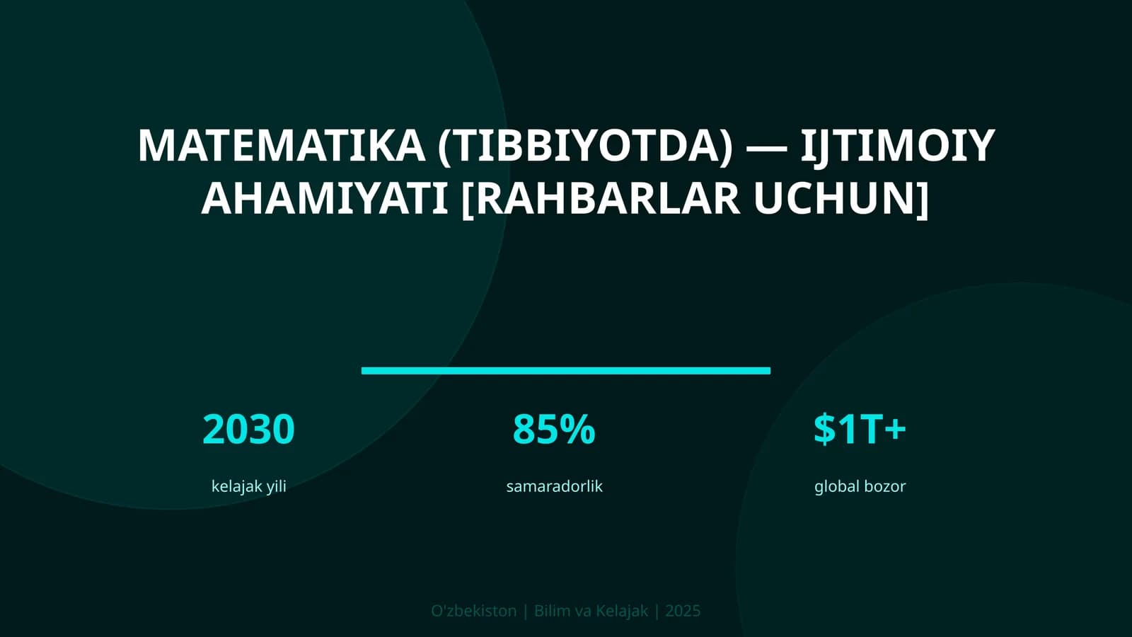 Matematika (Tibbiyotda) - Ijtimoiy Ahamiyati [Rahbarlar Uchun]