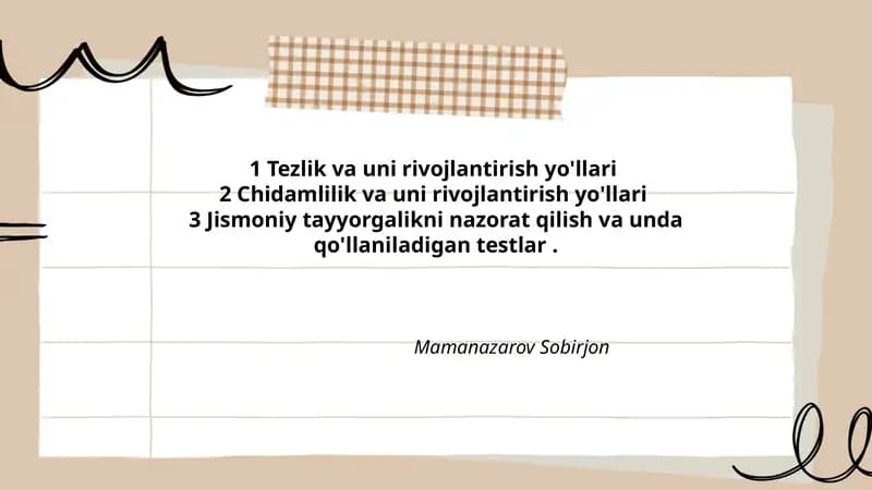 Jismoniy tayyorgalikni nazorat qilish va unda qo'llaniladigan testlar