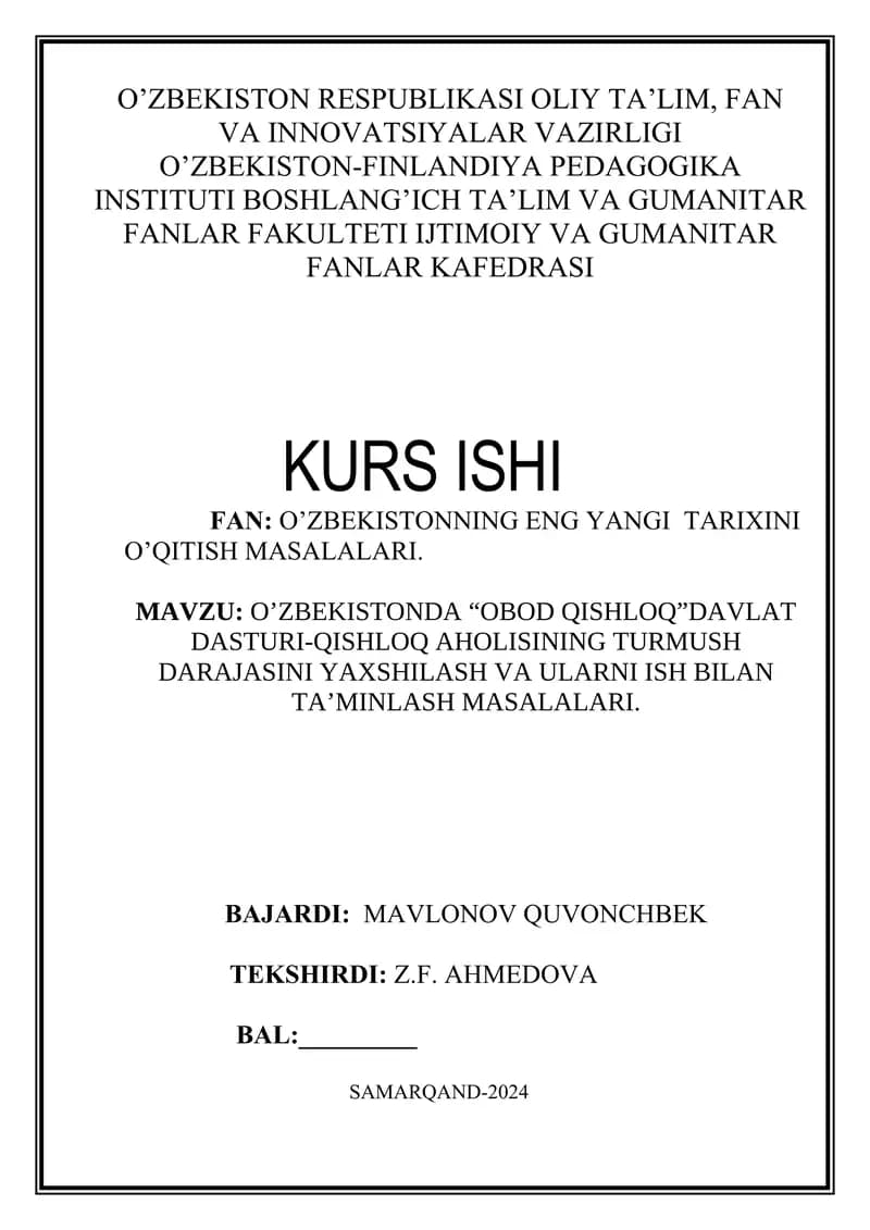 kurs ishi tarix
