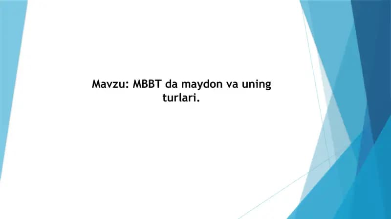 MBBT da maydon va uning turlari