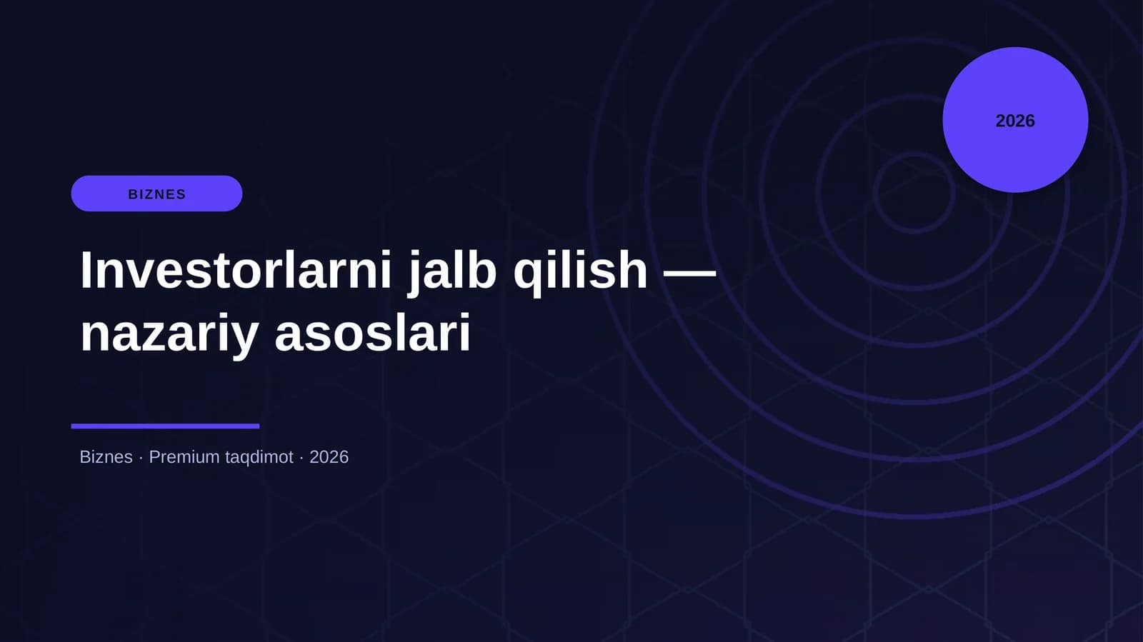 Investorlarni jalb qilish — nazariy asoslari