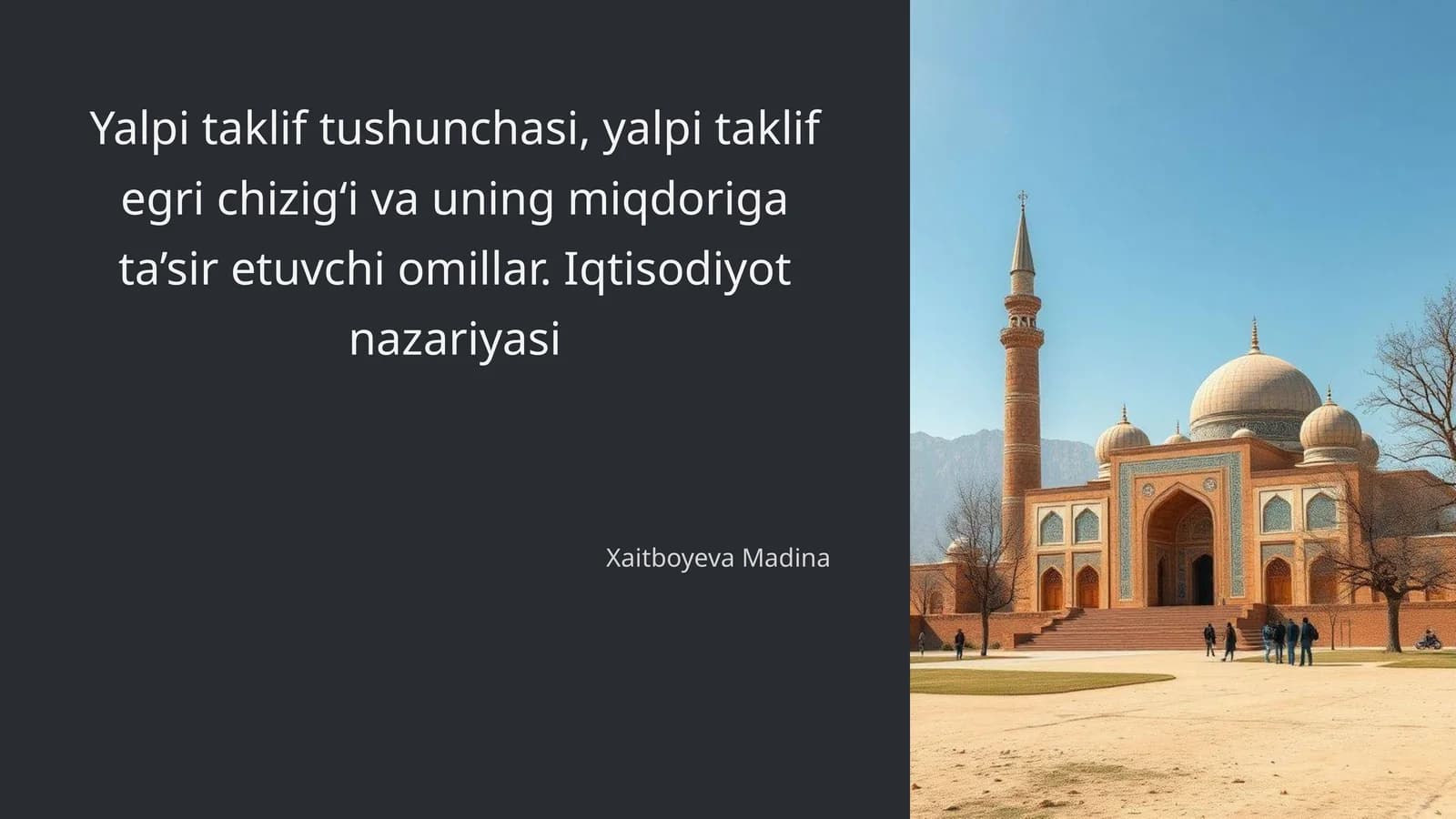 Yalpi taklif tushunchasi, yalpi taklif egri chizig‘i va uning miqdoriga ta’sir etuvchi omillar