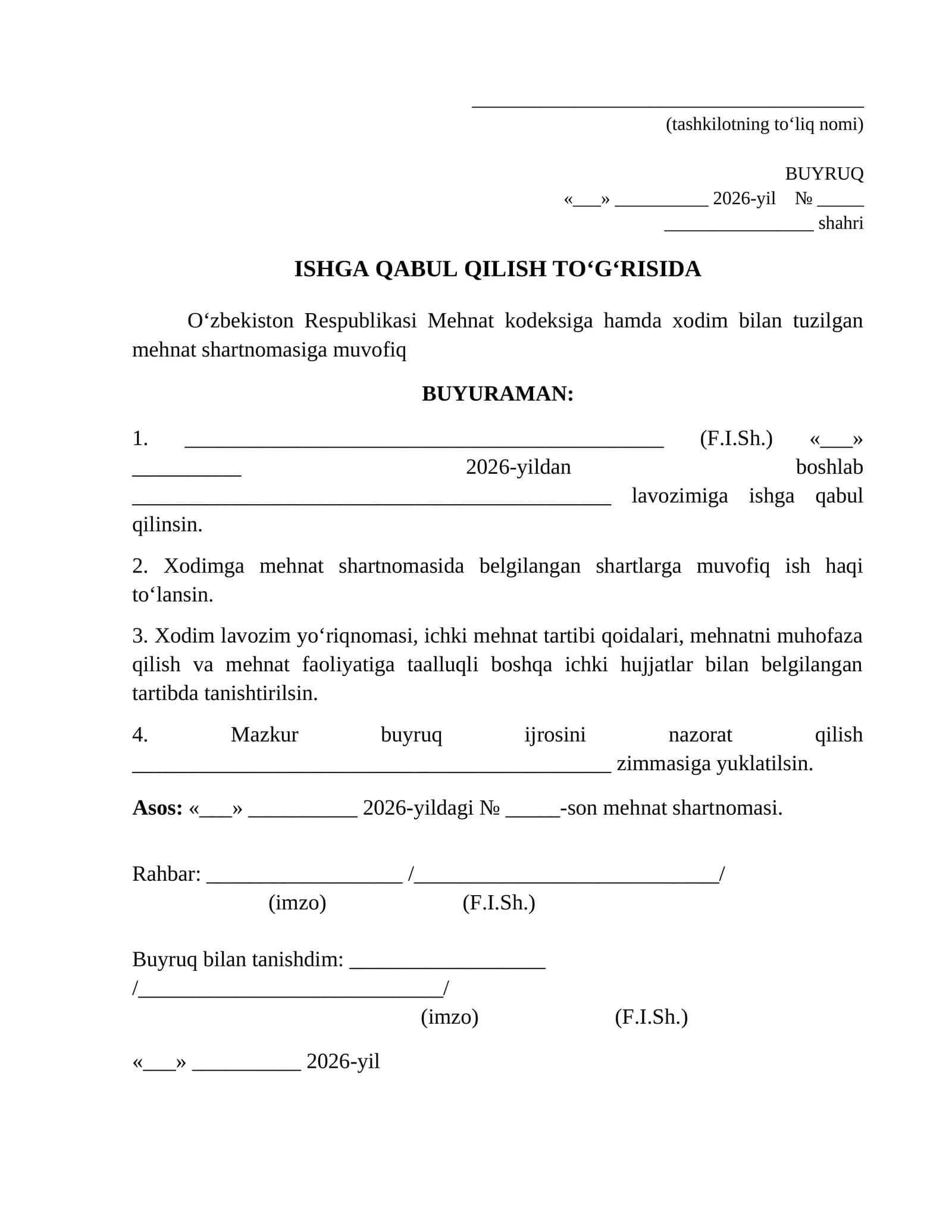 BUYRUQ NAMUNA