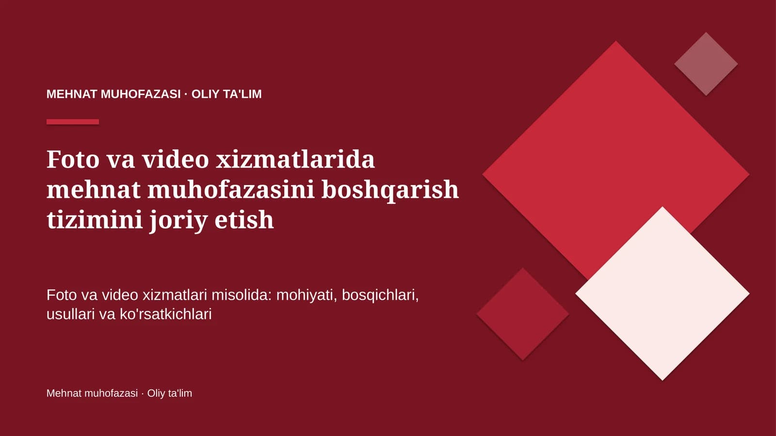 foto va video xizmatlarida mehnat muhofazasini boshqarish tizimini joriy etish 2718