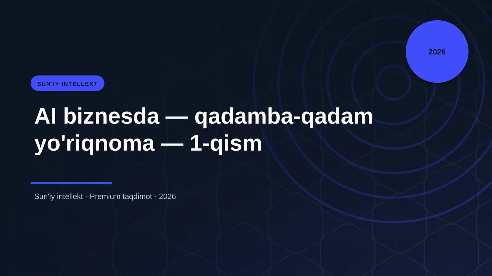 AI biznesda — qadamba-qadam yo'riqnoma — 1-qism