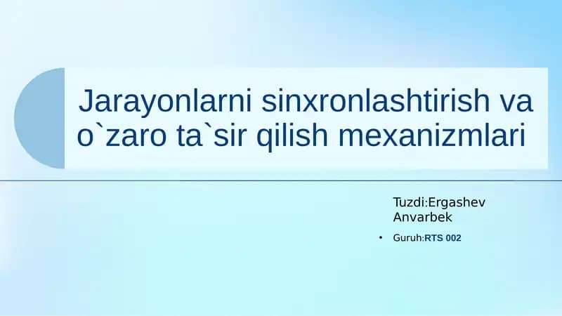 Sinxronlashtirish mexanizmlari