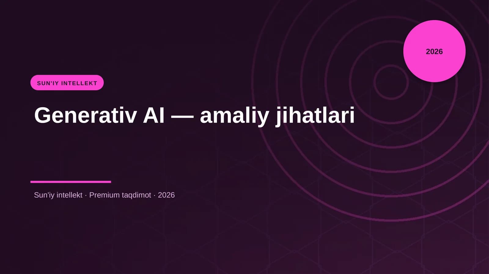 Generativ AI — amaliy jihatlari
