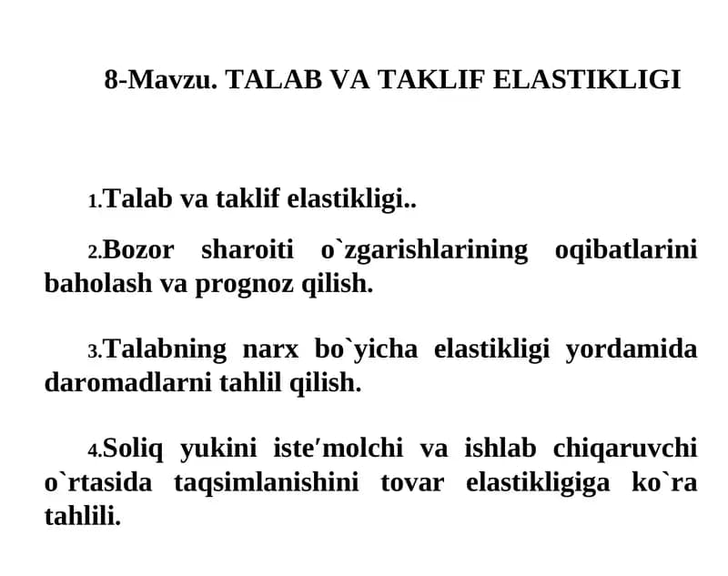 Talab va taklif elastikligi
