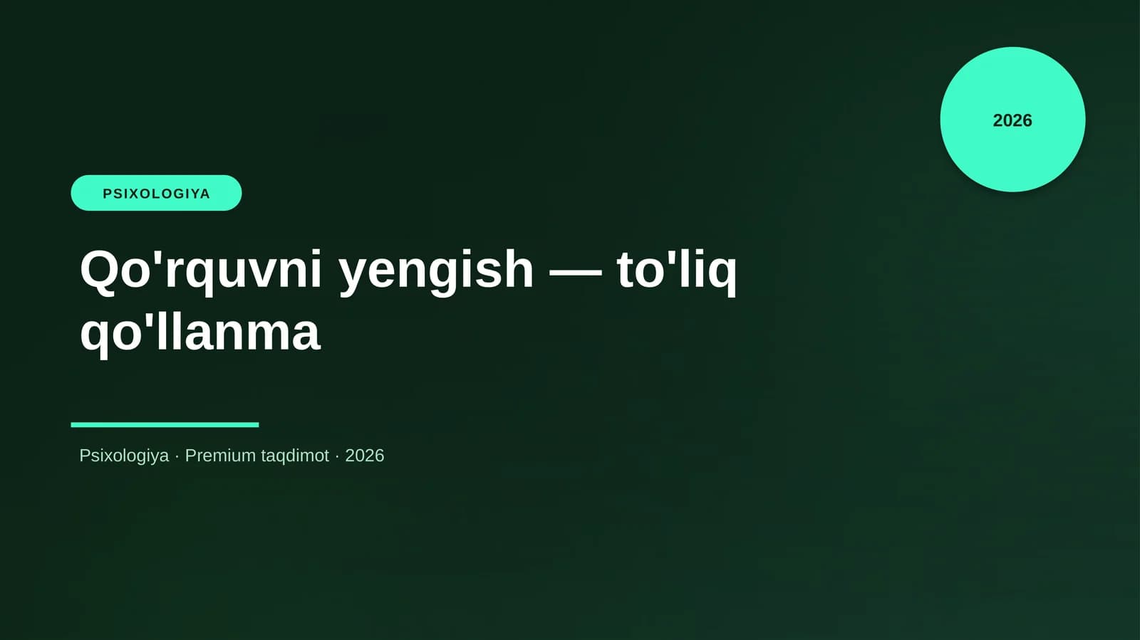 Qo'rquvni yengish — to'liq qo'llanma