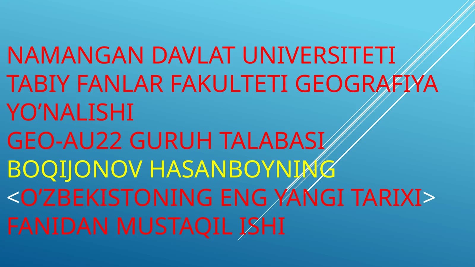 O’zbekistonning parlamenti haqida mustaqil ish