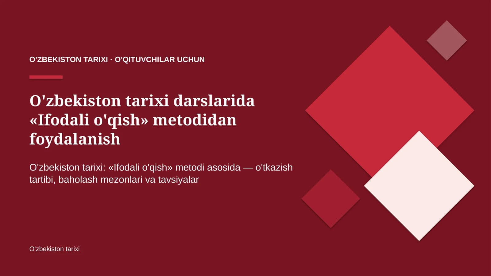 o'zbekiston tarixi darslarida ifodali o'qish metodidan foydalanish 6895