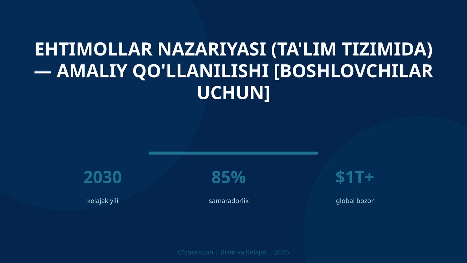 Ehtimollar nazariyasi (ta'lim tizimida) — amaliy qo'llanilishi [boshlovchilar uchun]