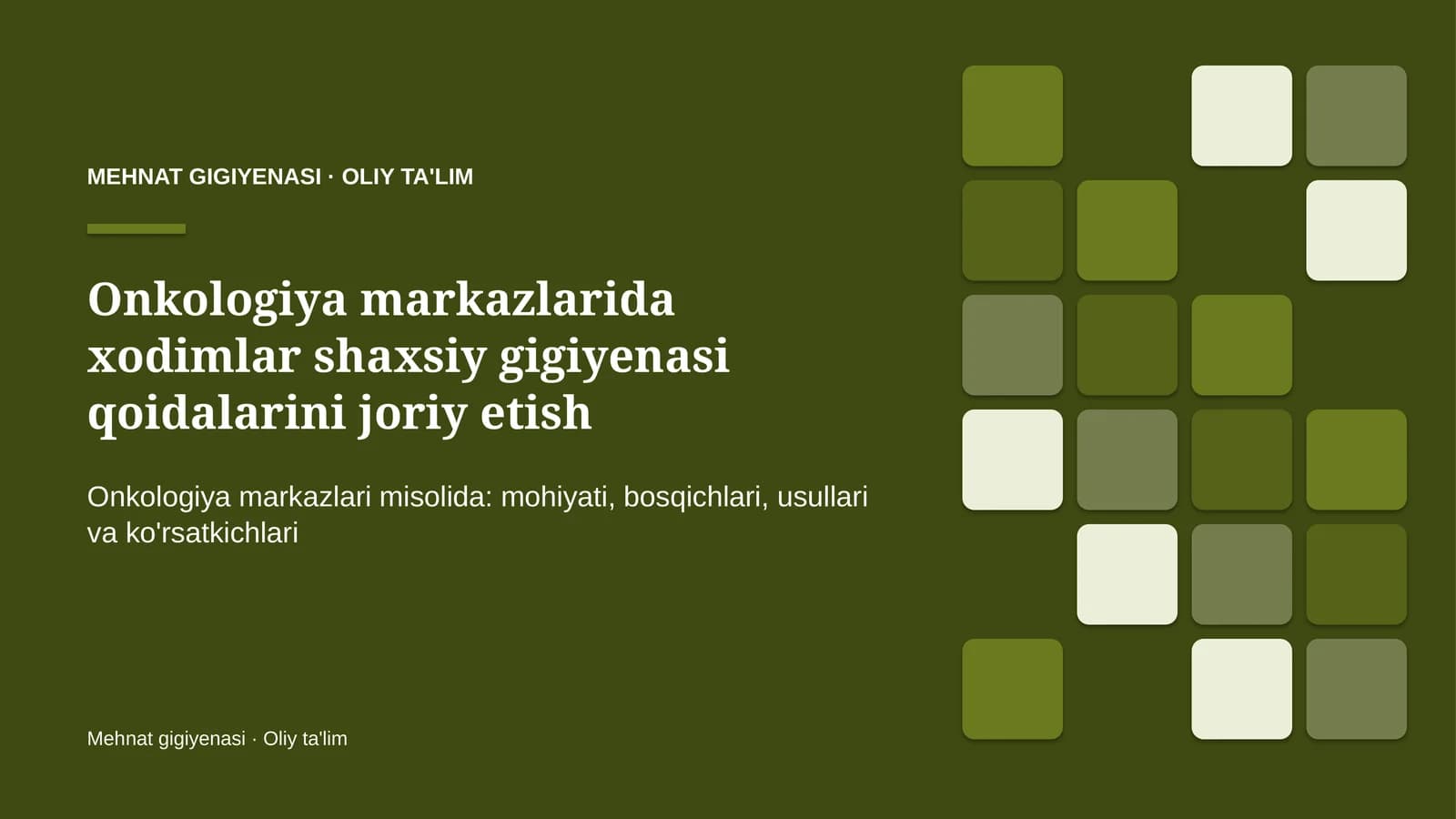 onkologiya markazlarida xodimlar shaxsiy gigiyenasi qoidalarini joriy etish 2940