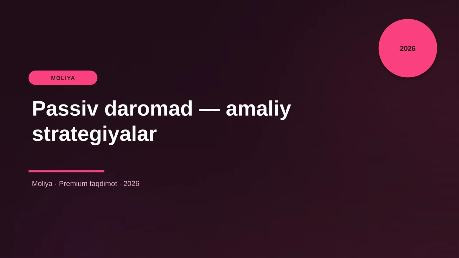 Passiv daromad — amaliy strategiyalar