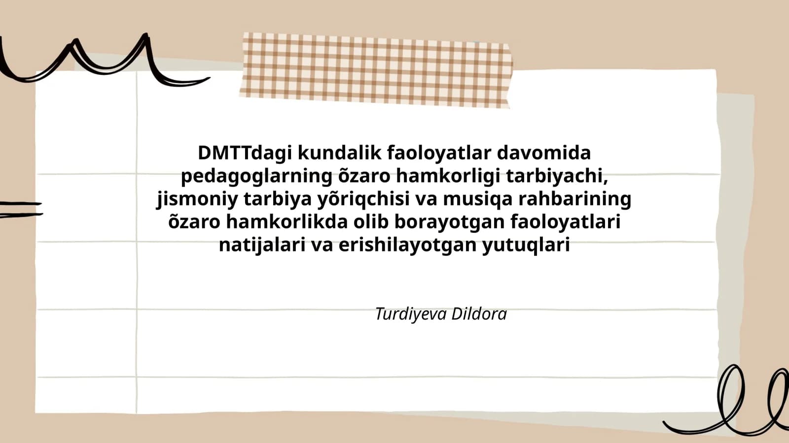DMTTdagi kundalik faoloyatlar