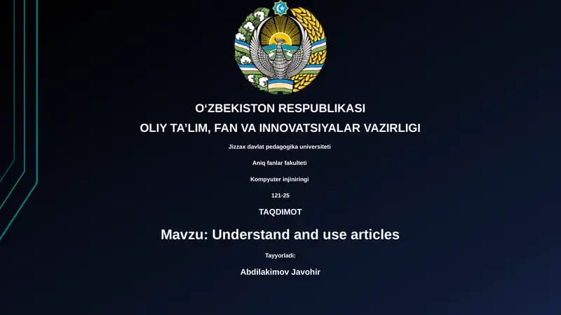 Understand and use articles