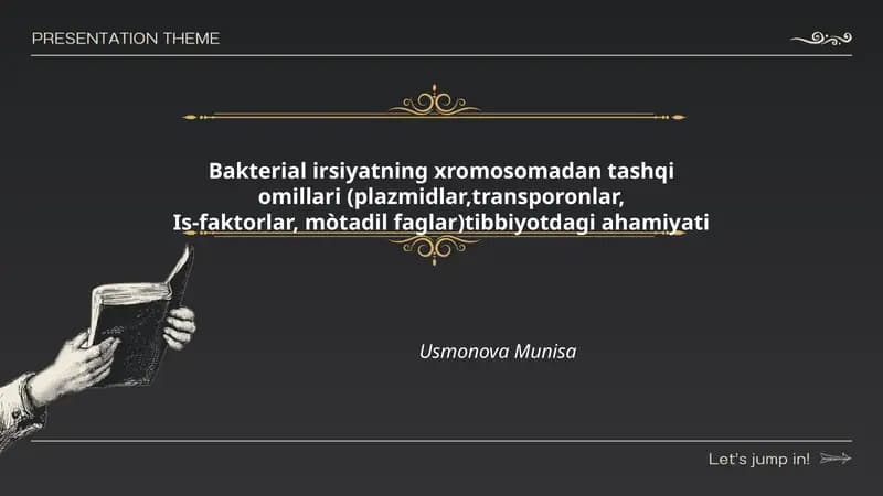 Bakterial irsiyatning xromosomadan tashqi omillari (plazmidlar, transporonlar, Is-faktorlar, mòtadil faglar) tibbiyotdagi ahamiyati