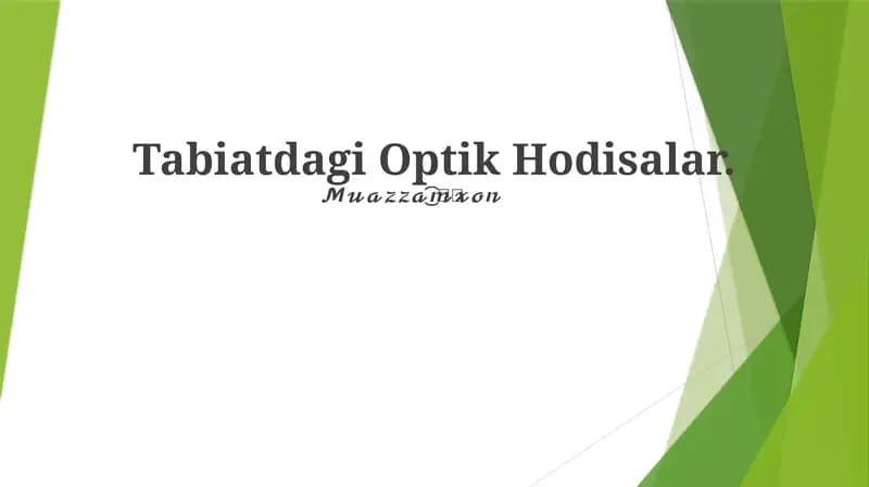 Tabiatdagi Optik Hodisalar