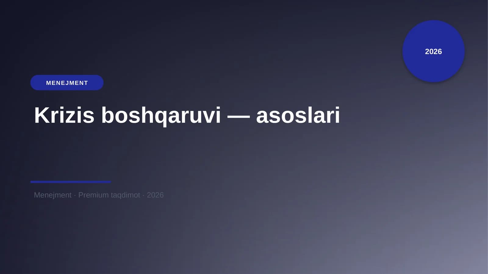 Krizis boshqaruvi — asoslari