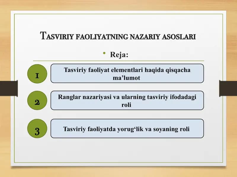 Tasviriyfaoliyatning nazariy asoslari