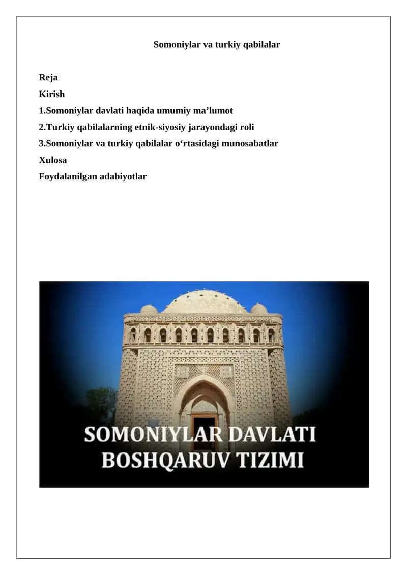 Somoniylar va Turkiy qabilalar