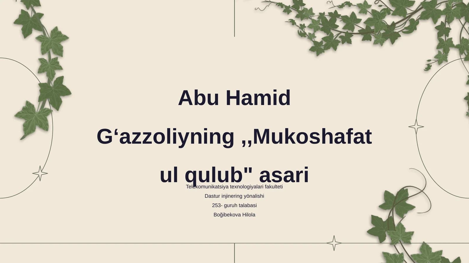 Abu Hamid Gʻazzoliyning,,Mukoshafatul qulub" asari