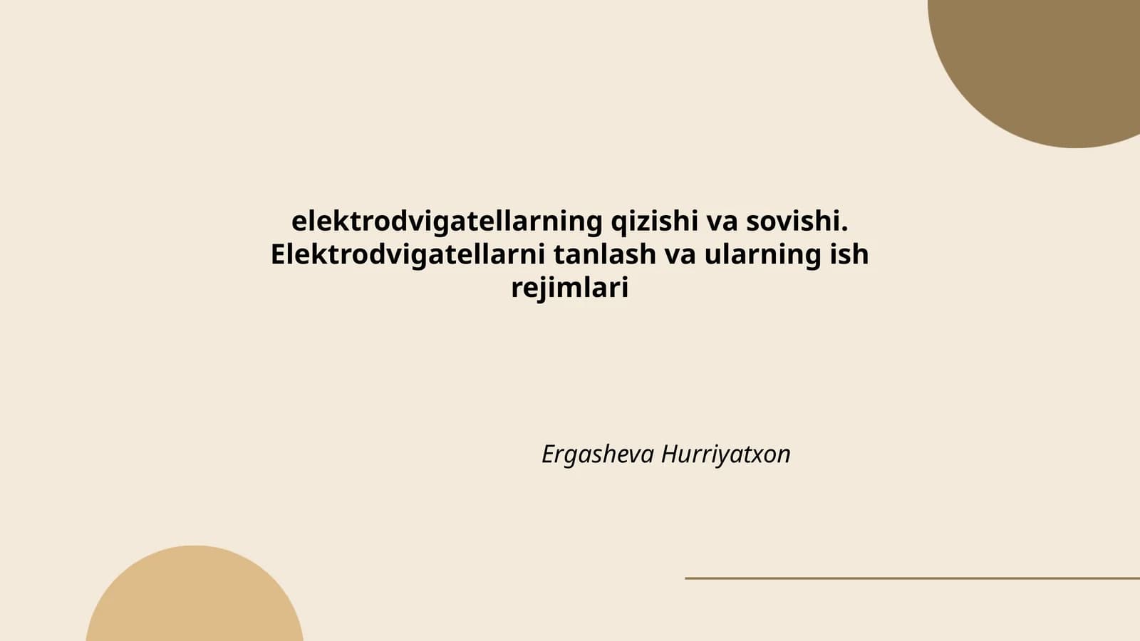 Elektrodvigatellarning qizishi va sovishi