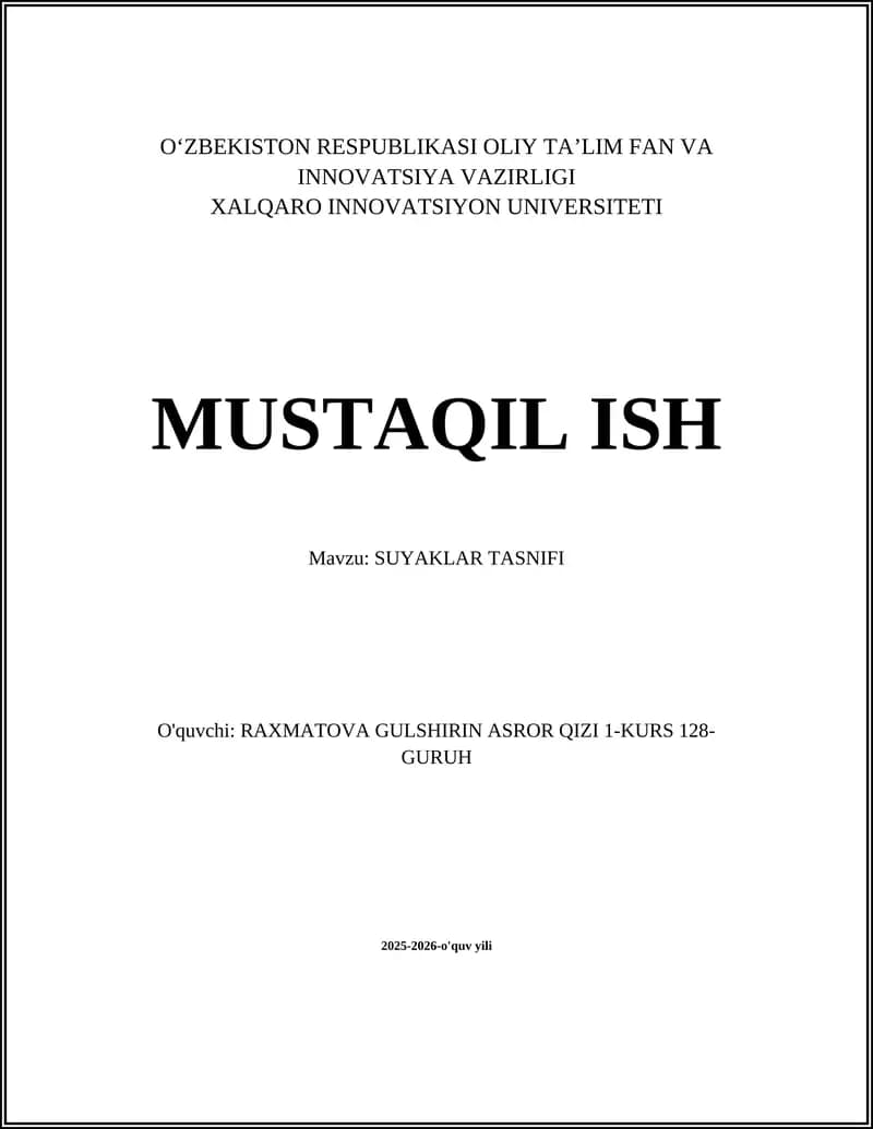 SUYAKLAR TASNIFI