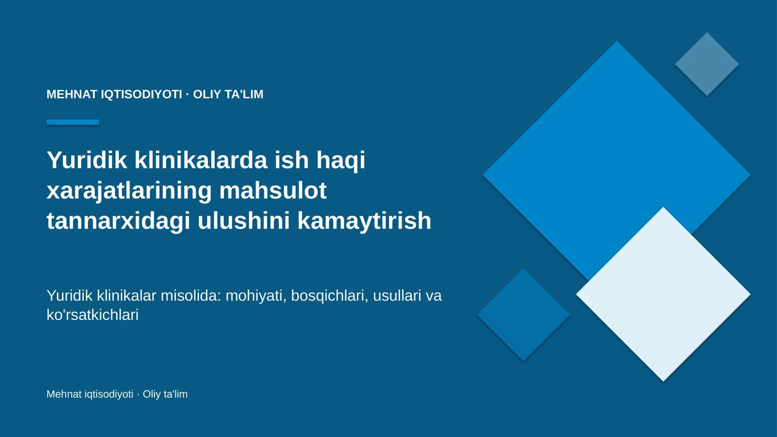 yuridik klinikalarda ish haqi xarajatlarining mahsulot tannarxidagi ulushini kamaytirish 3580