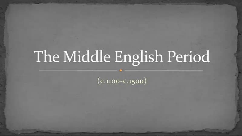 Middle English Period