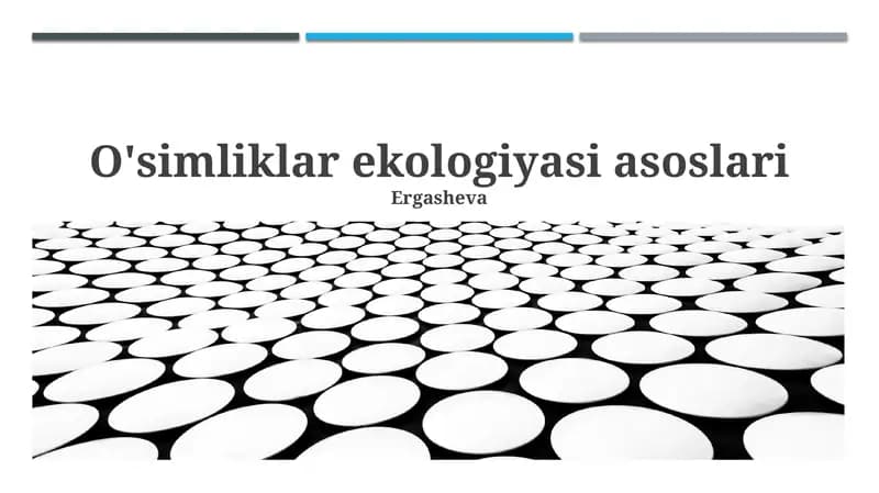 O'simliklar ekologiyasi asoslari