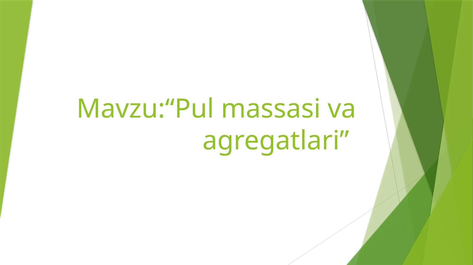 Pul massasi va agregatlari