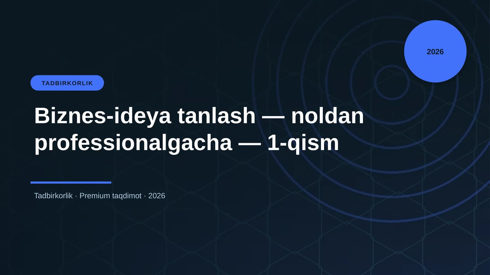 Biznes-ideya tanlash — noldan professionalgacha — 1-qism