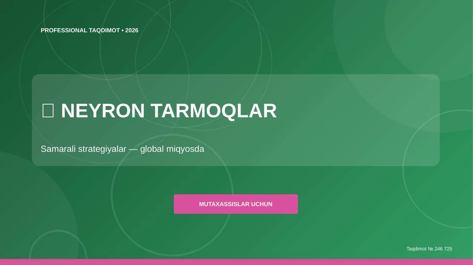 Neyron tarmoqlar: samarali strategiyalar (global miqyosda) [mutaxassislar uchun]