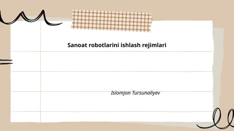 Sanoat robotlarini ishlash rejimlari