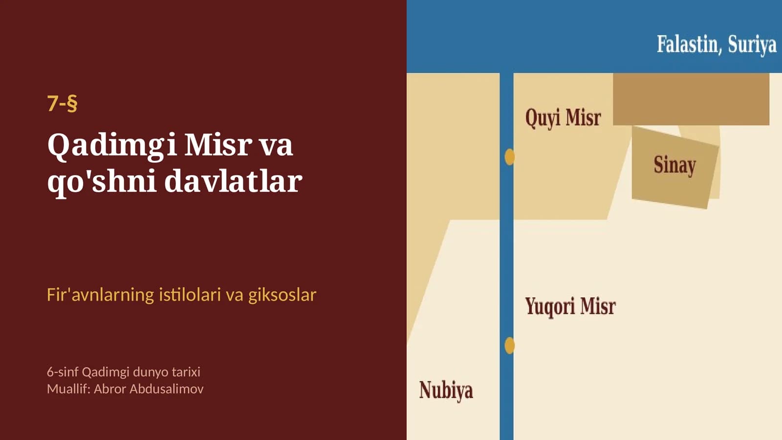 Qadimgi Misr va qo'shni davlatlar: giksoslar va fir'avnlar istilolari (7-§, 6-sinf, 12 slayd)