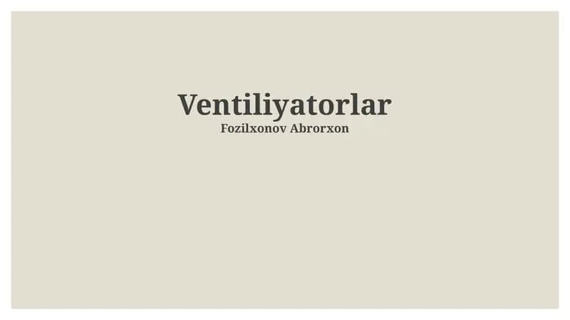 Ventiliyatorlar
