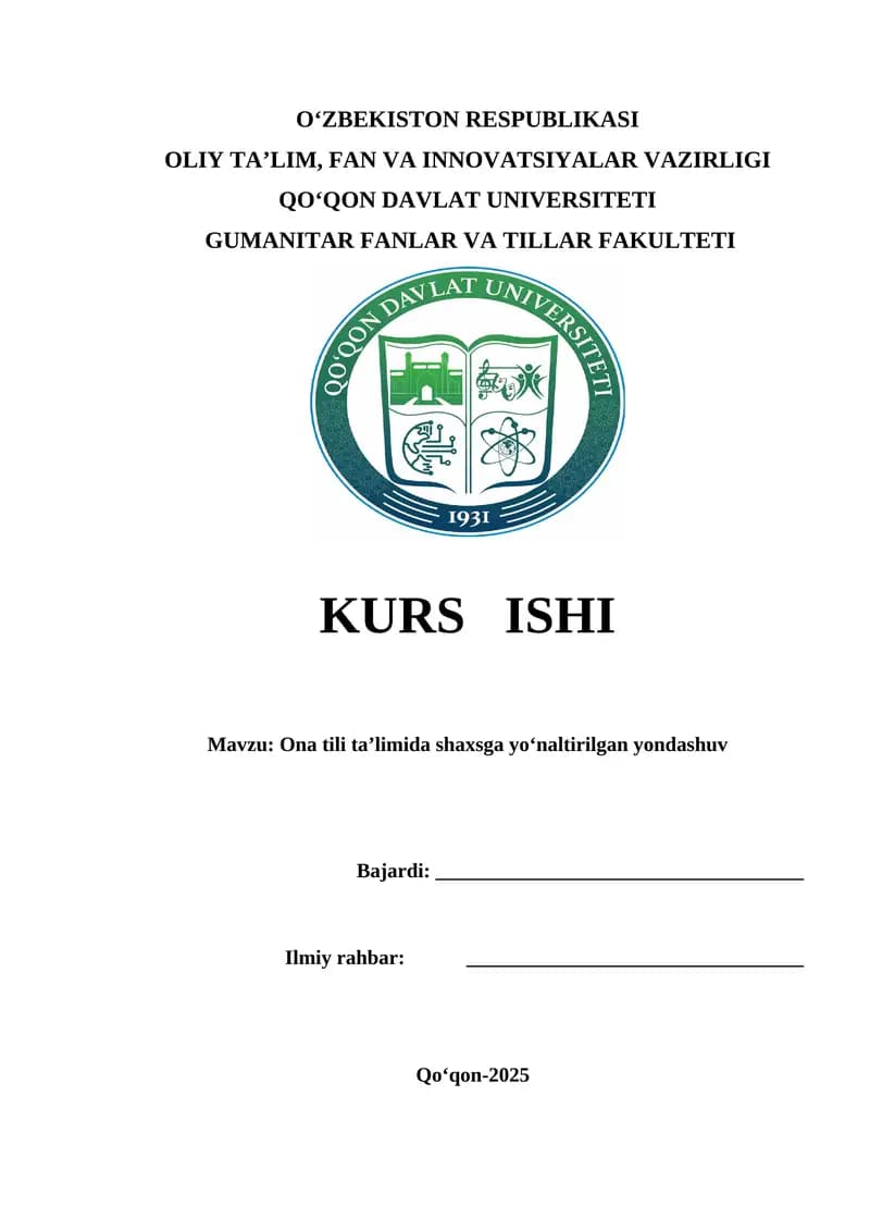 Ona tili taʼlimida shaxsga yoʻnaltirilgan yondashuv
