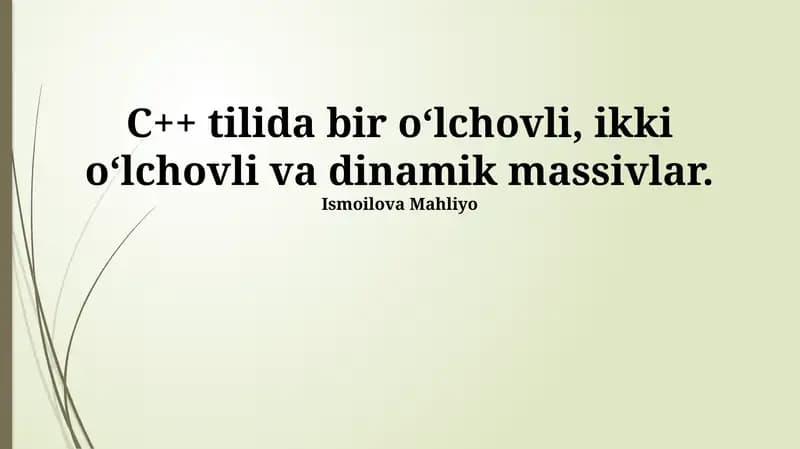 Ikki O'lchovli Massivlar