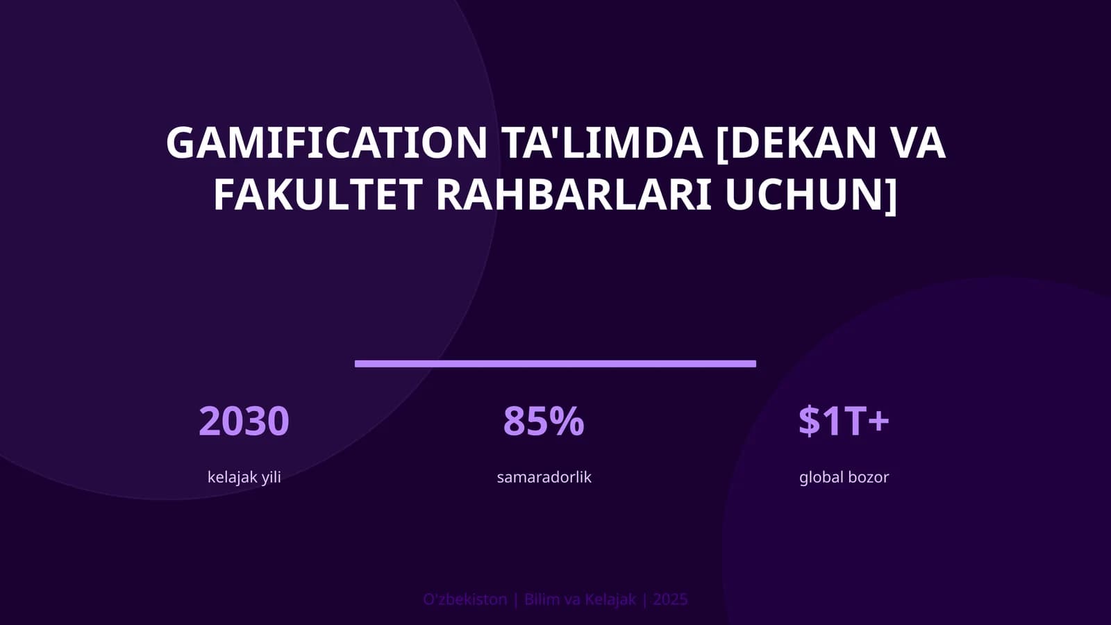 Gamification ta'limda [dekan va fakultet rahbarlari uchun]