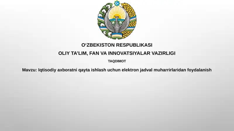 Elektron jadval muharrirlari: Iqtisodiy ma'lumotlarni qayta ishlash