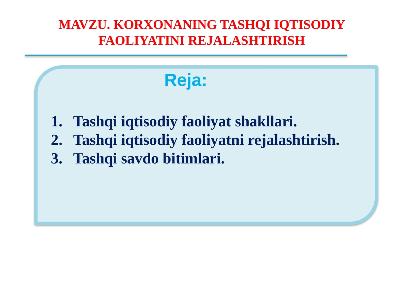 Tashqiiqtisodiy faoliyat shakllari