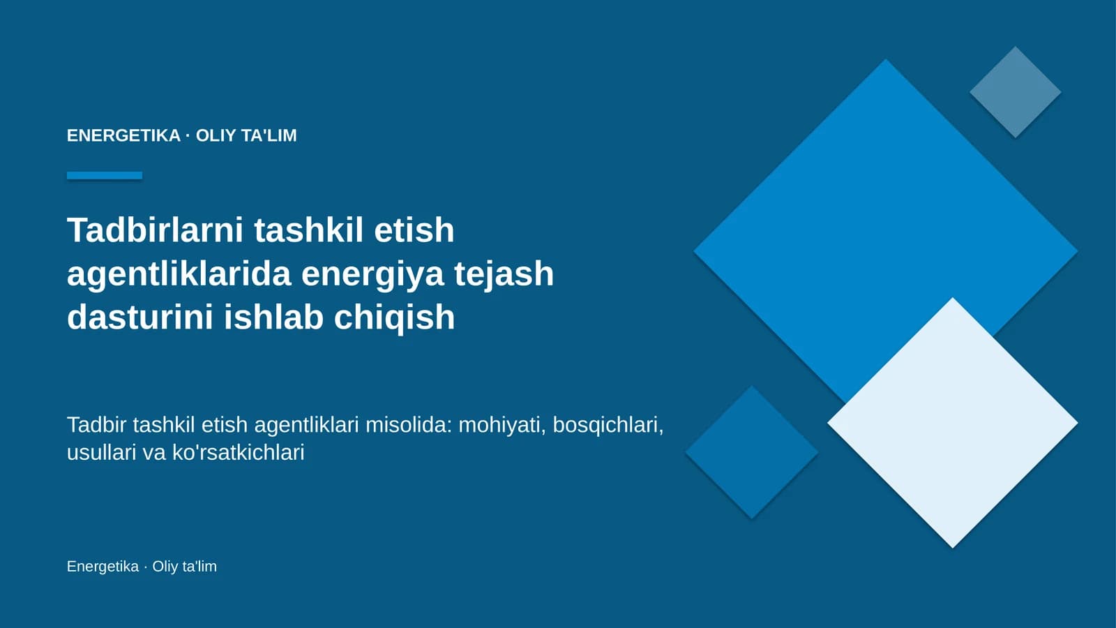 tadbirlarni tashkil etish agentliklarida energiya tejash dasturini ishlab chiqish 2976