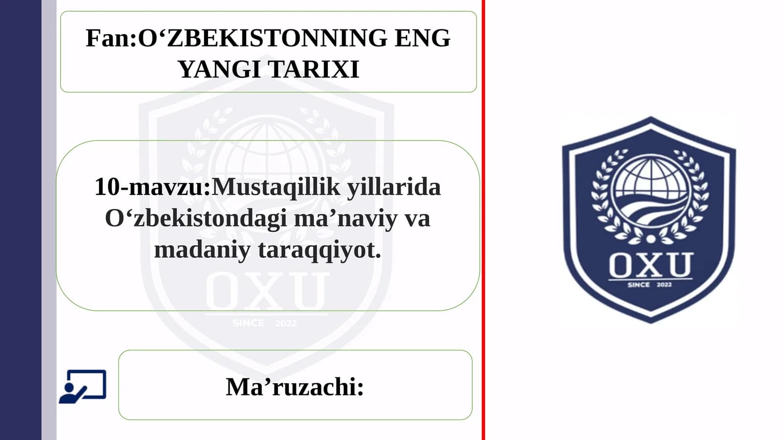 O‘ZBEKISTONNINGENG YANGI TARIXI